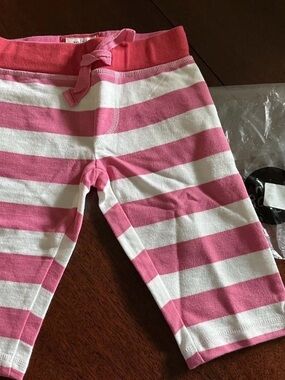 Mini Boden Pink and White Striped Sweatpants 4T